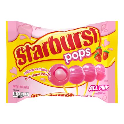 Starburst, Pops All Pink Lollipops, Case Of 12, 8 Oz