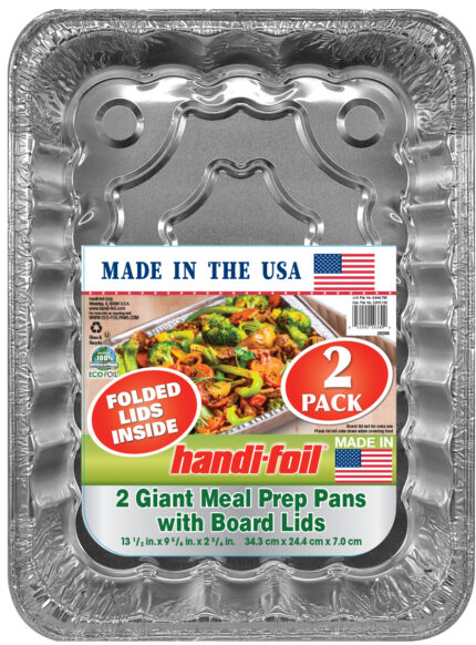 Handifoil, Eco Giant Meal Prep Pans With Board Lids, Case Of 8, 2 Ct