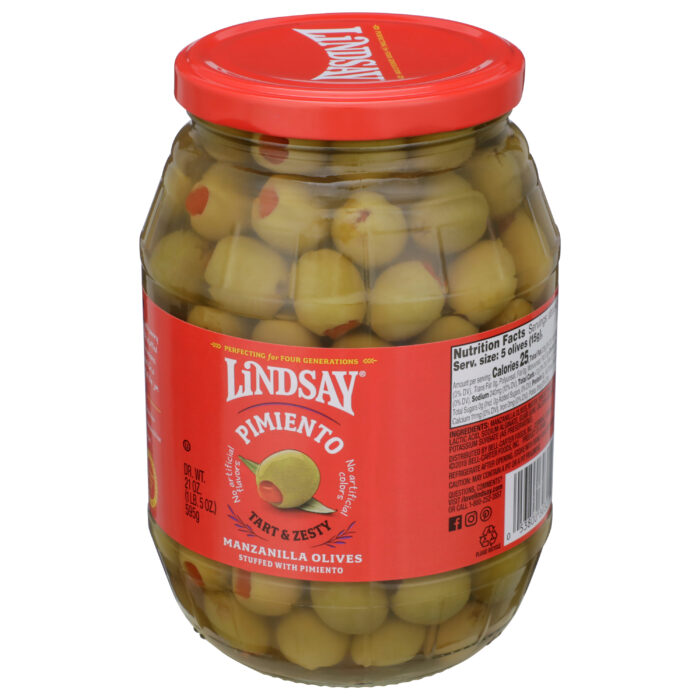 Lindsay, Pimiento Manzanilla Olives, Case Of 6, 21 Oz - Image 1