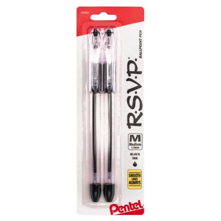 Pentel, R.S.V.P. Ballpoint Pens 1.0 Mm Medium Black Ink, Case Of 6, 2 Ct