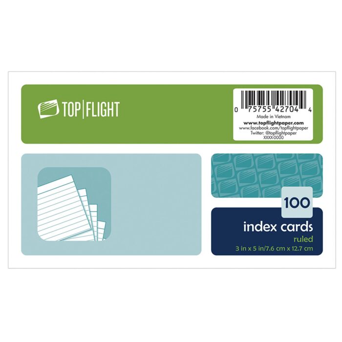 Top Flight, Ruled Index Cards 3X5, Case Of 12, 100 Ct - Image 1
