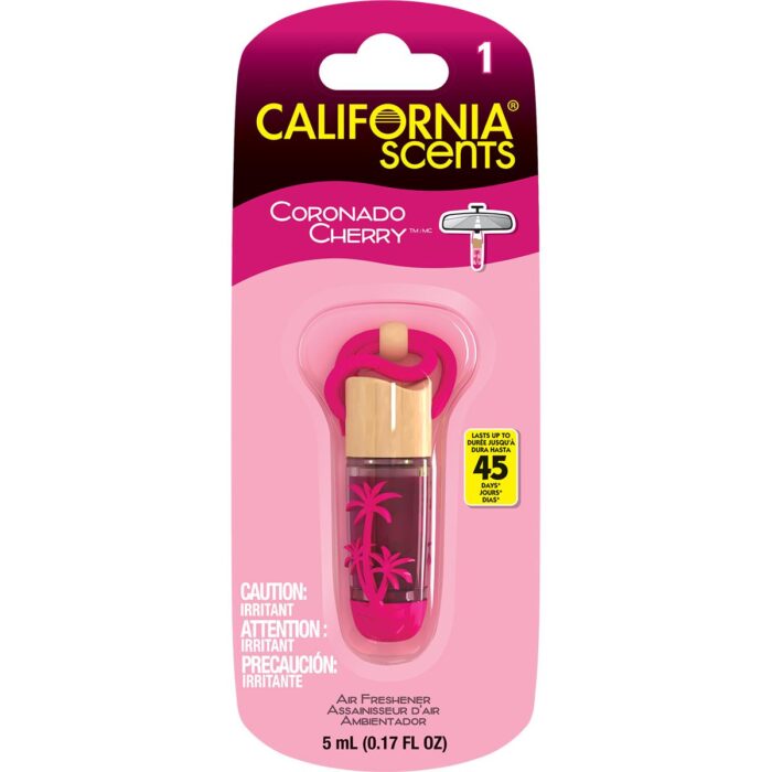 California Scents, Air Freshener Car Hanging Vial Coronado Cherry Scent, Case Of 4, .17 Fl Oz - Image 1