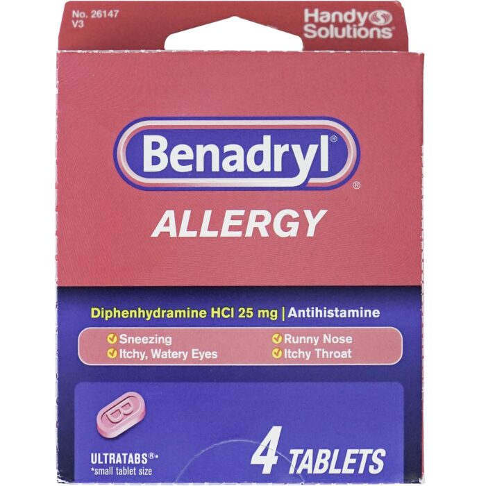 Benadryl, Allergy Relief Ultratabs Trial Size, Case Of 6, 4 Ct - Image 1