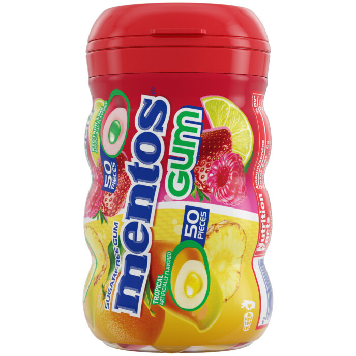 Mentos, Sugar Free Red Fruit Lime Tropical Gum, Case Of 6, 50 Ct - Image 1