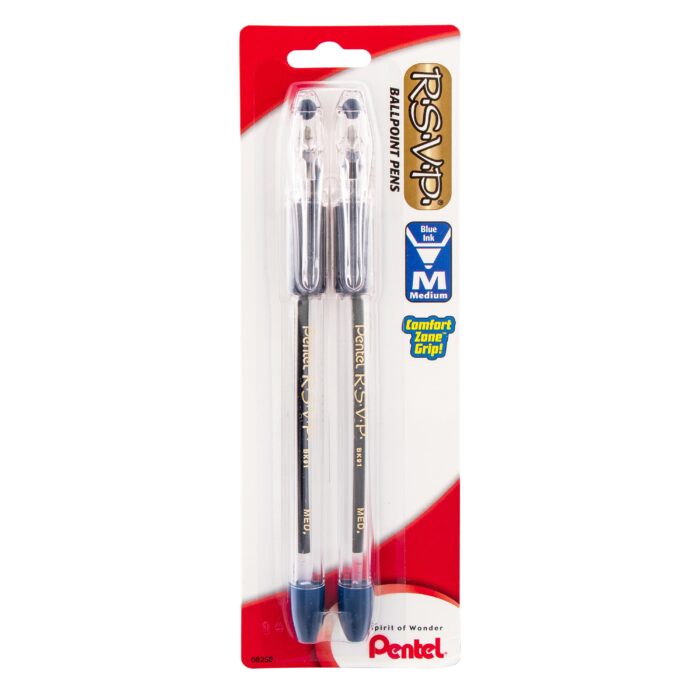 Pentel, R.S.V.P. Ballpoint Pens Medium Point Blue Ink, Case Of 6, 2 Ct - Image 1