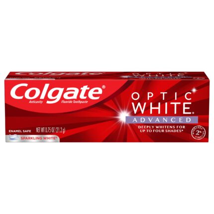 Colgate, Optic White Advanced Teeth Whitening Toothpaste, Sparkling White, Case Of 12, .75 Oz
