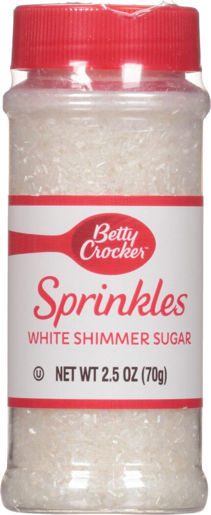 Betty Crocker, Sprinkles White Shimmer Sugar, Case Of 6, 2.5 Oz