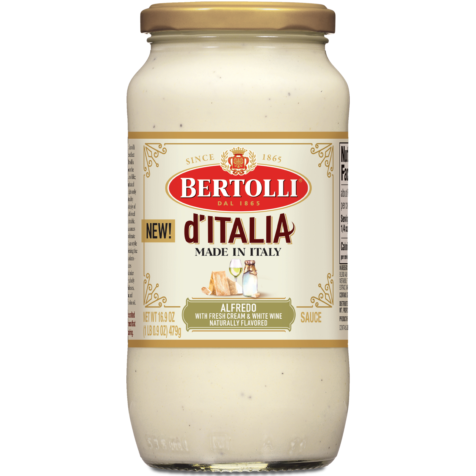 GCP6264645876711424_1WorldSync_F.jpg Bertolli, D'Italia Alfredo Sauce With Fresh Cream And White Wine, Case Of 6, 16.9 Oz - Image 1