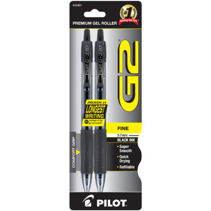Pilot, G2 Premium Retractable Fine Point 0.7Mm Gel Ink Rolling Ball Pens, Case Of 6, 2 Ct