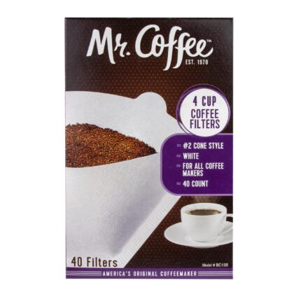 Mr. Coffee, Coffee Filters 4 Cup White #2 Cone Style, Case Of 12, 40 Ct