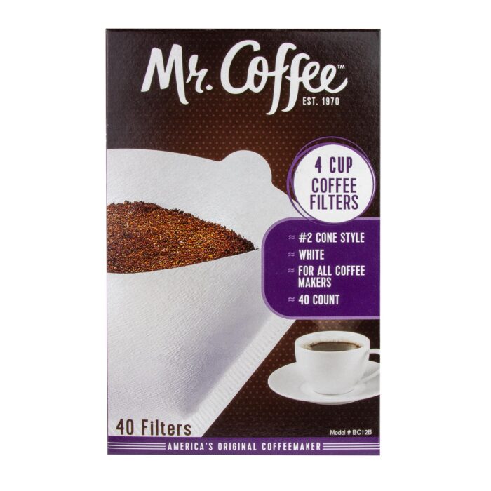 Mr. Coffee, Coffee Filters 4 Cup White #2 Cone Style, Case Of 12, 40 Ct - Image 1