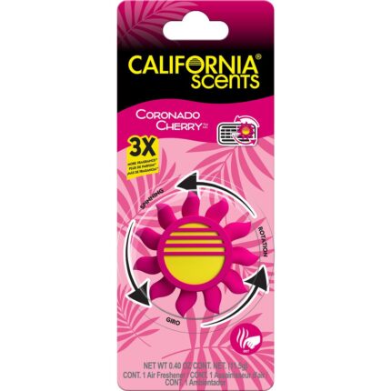 California Scents, Air Freshener Car Vent Clip Novelty Sun Spinner Coronado Cherry Scent, Case Of 6, 1 Ct