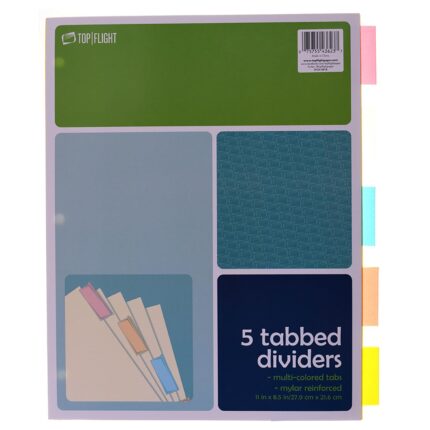 Top Flight, 5 Tabbed Dividers, 1 Each, 1 Ct