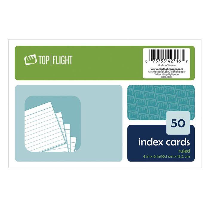 Top Flight, Ruled Index Cards Ruled 4X6, Case Of 12, 50 Ct - Image 1