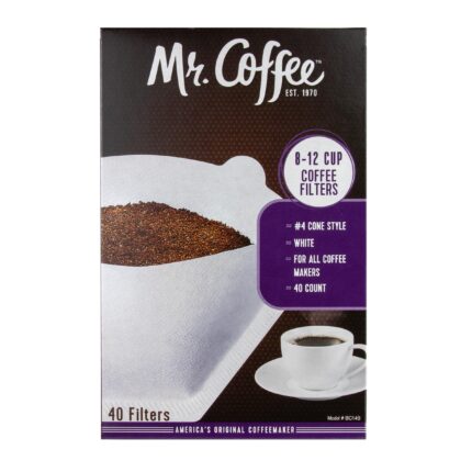 Mr. Coffee, Coffee Filters 8 - 12 Cup White #4 Cone Style, Case Of 12, 40 Ct