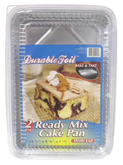 Durable Foil, Ready Mix Cake Pan With Lid 2 Pack, Case Of 12, 2 Ct