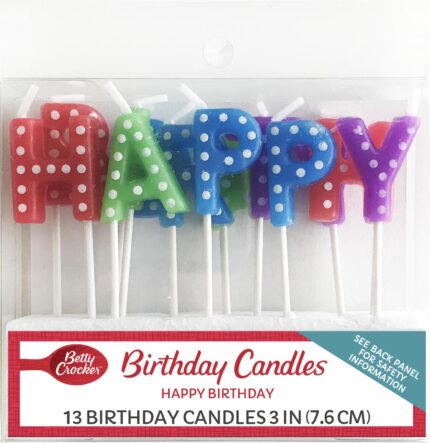 Betty Crocker, Birthday Candles 3 Inch Happy Birthday, Case Of 6, 13 Ct