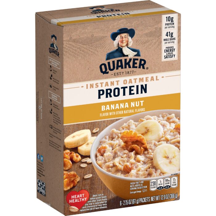 Quaker, Protein Banana Nut Instant Oatmeal, Case Of 6, 12.9 Oz - Image 1