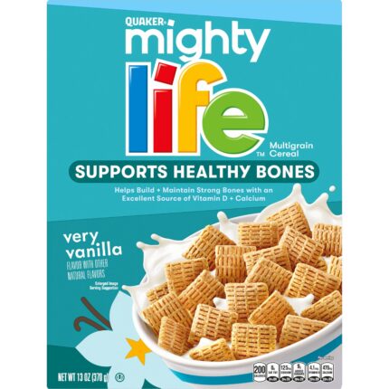 Quaker Mighty Life, Multigrain Cereal Very Vanilla Supports Healthy Bones, Case Of 12, 13 Oz