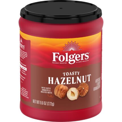 Folgers, Ground Coffee Toasty Hazelnut, Case Of 6, 9.6 Oz