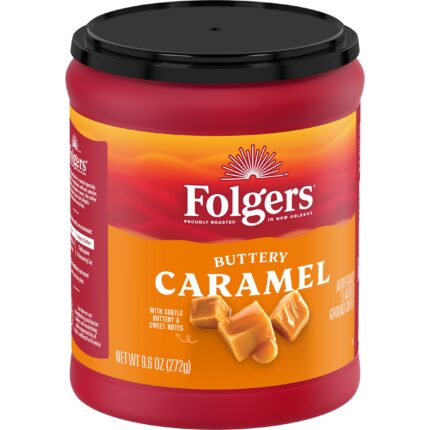 Folgers, Ground Coffee Buttery Caramel Roast, Case Of 6, 9.6 Oz