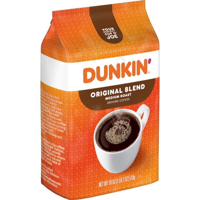 Dunkin Donuts, Ground Coffee Original Blend Medium Roast, Case Of 6, 18 Oz - Image 1