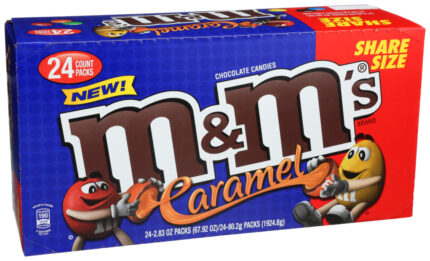 M&M'S, Caramel Chocolate Candies, Case Of 24, 2.83 Oz