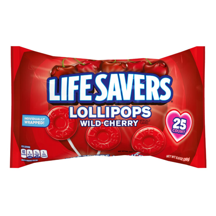 Life Savers, Wild Cherry Lollipops, Individually Wrapped Bag, Case Of 12, 8.8 Oz - Image 1