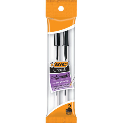 Bic, Cristal Xtra Smooth Ball Pens Medium Point 1.0Mm Black, Case Of 12, 2 Ct