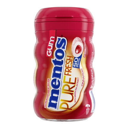 Mentos, Gum Pure Fresh With Green Tea Extract Sugar Free Cinnamon, Case Of 6, 50 Ct