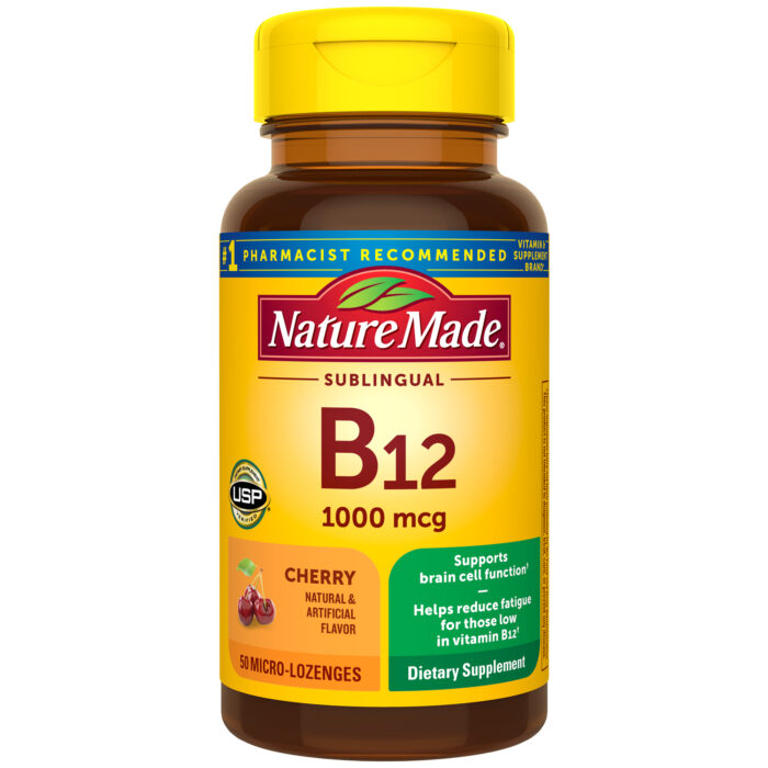 Nature Made, Sublingual Vitamin B12 1000 Mcg Micro Lozenges Cherry, Case Of 3, 50 Ct - Image 1