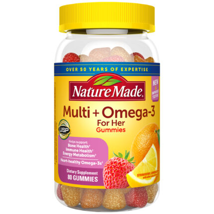 Nature Made, Women'S Multivitamin + Omega 3 Gummies Strawberry Lemon & Orange, Case Of 3, 80 Ct