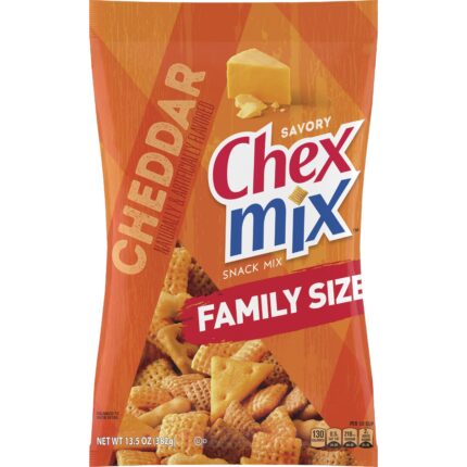 Chex Mix, Snack Mix Savory Cheddar Family Size, Case Of 8, 13.5 Oz