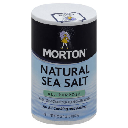 Morton, Natural Sea Salt, Case Of 12, 26 Oz