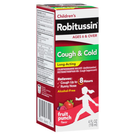 Robitussin, Children'S Long-Acting Cough And Cold Medicine With Fruit Punch Flavor, Case Of 3, 4 Fl Oz