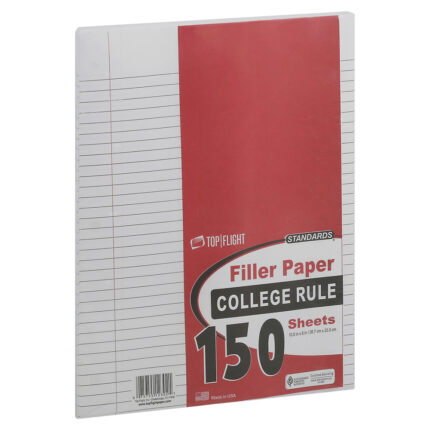 Top Flight, Standards College Rule Filler Paper, Case Of 24, 150 Ct