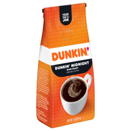 Dunkin' Donuts, Midnight Dark Roast Ground Coffee Bag, Case Of 6, 11 Oz