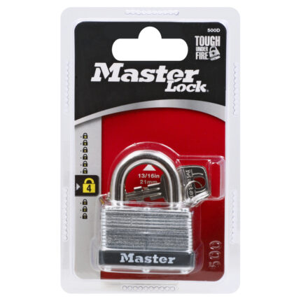Master Lock, Padlock With Keys 500D, Case Of 4, 1 Ct