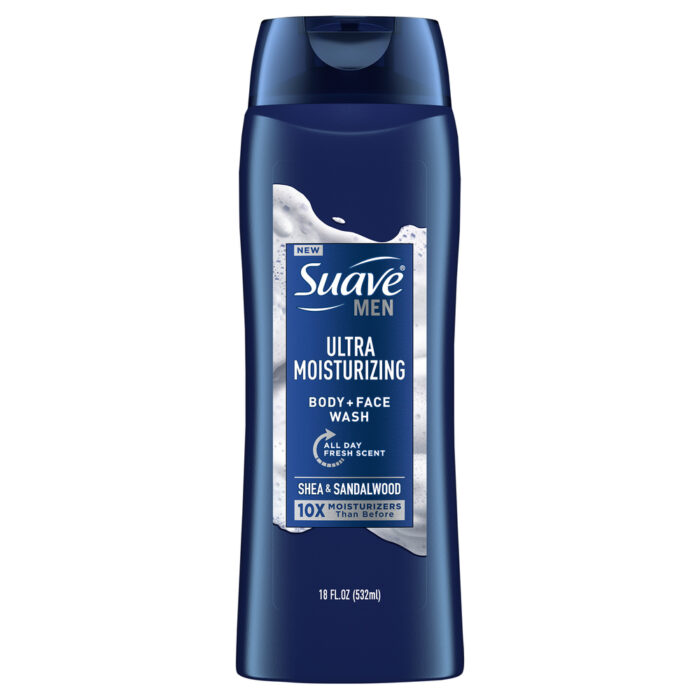 Suave, Men Ultra Moisturizing Shea & Sandalwood Body +Face Wash, Case Of 6, 18 Fl Oz - Image 1