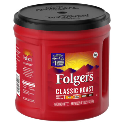 Folgers, Medium Ground Classic Roast Coffee, Case Of 6, 25.9 Oz