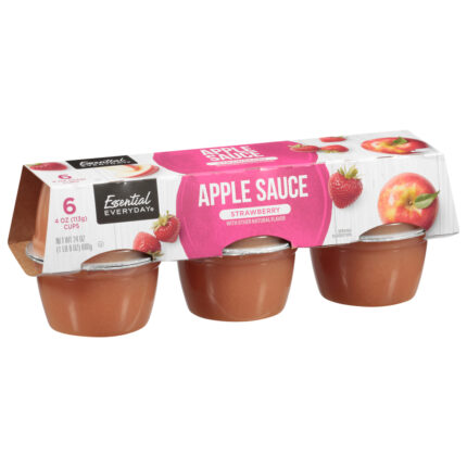 Essential Everyday, Strawberry Apple Sauce 6 Cups, Case Of 12, 24 Oz