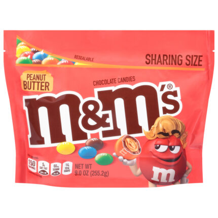 M&M'S, Peanut Butter Chocolate Candies Sharing Size, Case Of 8, 9 Oz