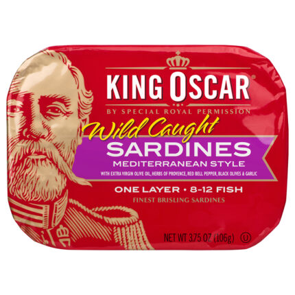 King Oscar, Sardines 1 Layer In Extra Virgin Olive Oil Mediterranean Style, Case Of 12, 3.75 Oz