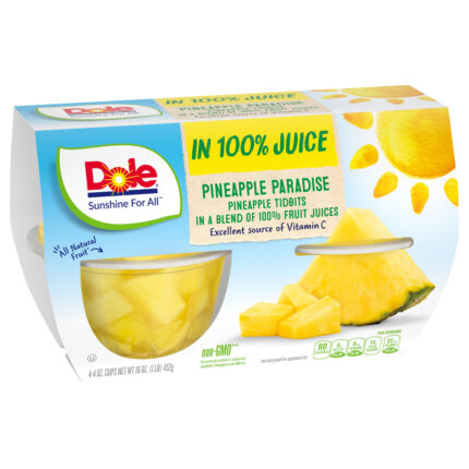 Dole, Tidbits Pineapple Paradise 4 Cups, Case Of 6, 16 Oz