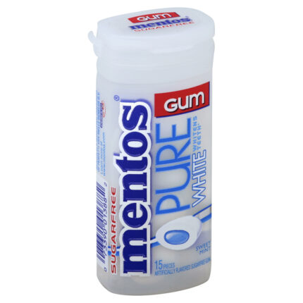 Mentos, Gum Pure White Sugar Free, Case Of 10, 15 Ct