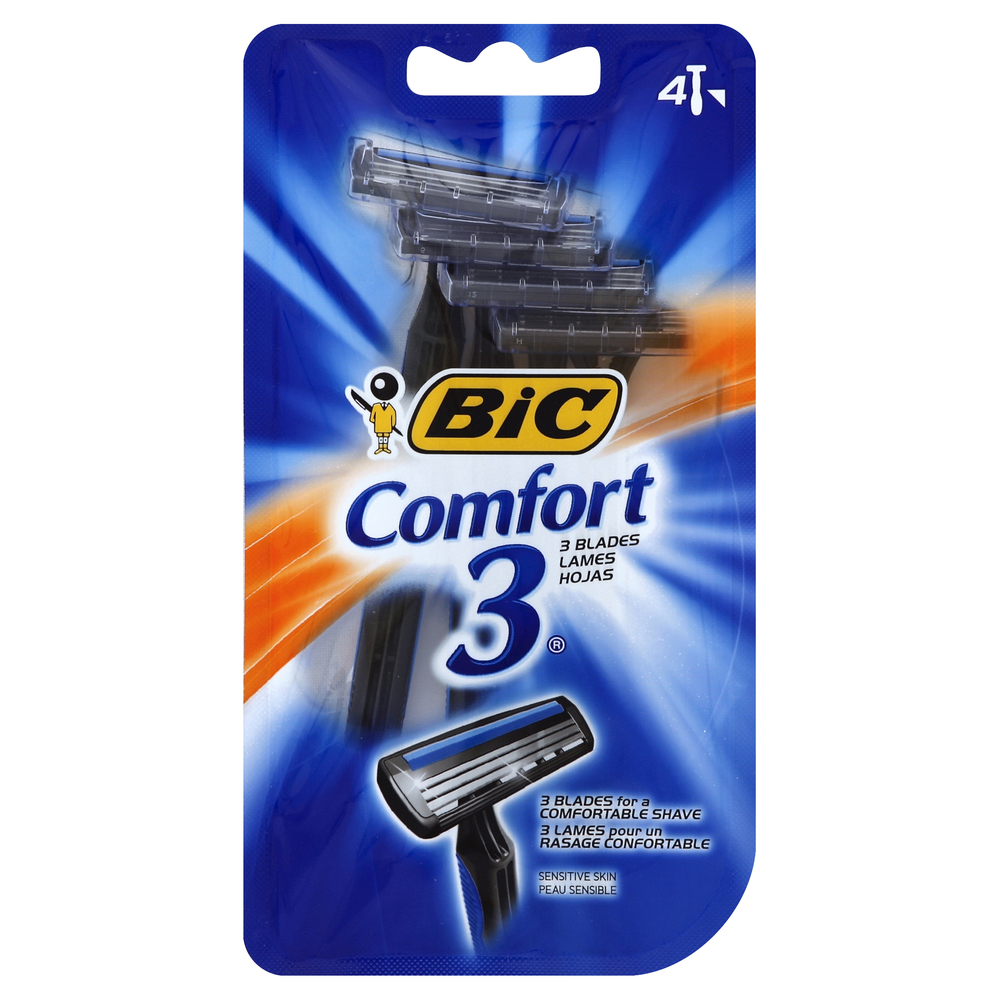 ab55644cd2274644ad929170008445af3Fsize3D1000_Syndigo.jpg Bic, Comfort 3 Mens' 3 Blade Disposable Razor, Case Of 6, 4 Ct - Image 1