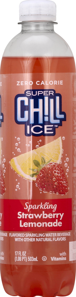 Super Chill, Sparkling Water Beverage Strawberry Lemonade, Case Of 12, 17 Fl Oz