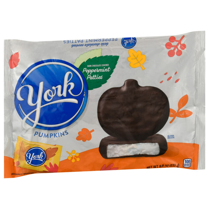York, Pumpkins Dark Chocolate Covered Peppermint Patties, Case Of 24, 9.6 Oz - Image 1