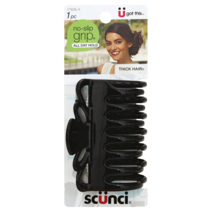 Scunci, No-Slip Grip Thick Hair Crown Jaw Clip, Case Of 3, 1 Ct