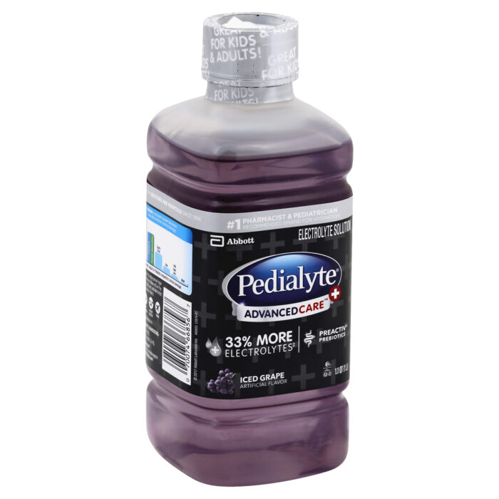 Pedialyte, Advancedcare Plus Electrolyte Solution Iced Grape Bottle, Case Of 4, 33.8 Oz - Image 1